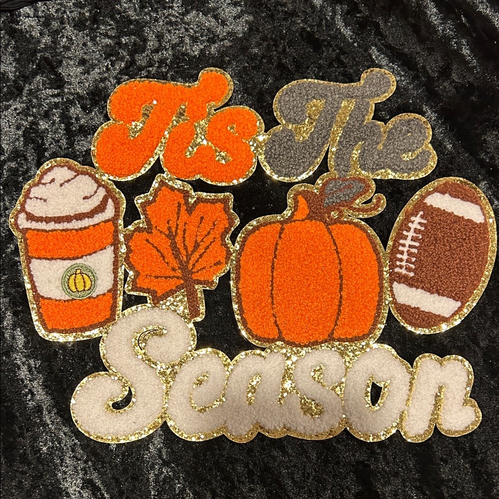 Extra Large Festive Fall Football Glitter Patch